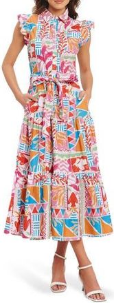 Flying Tomato Printed Maxi Shirtdress in Multi Print at Nordstrom Rack, Size 3 X