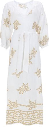 120% Lino Linen Relaxed Floral Midi Dress