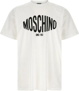 Moschino Tops, Heren, Wit, S, Katoen, Logo T-shirt