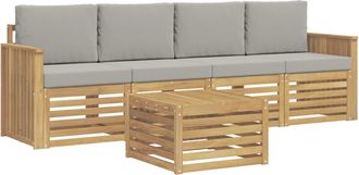 vidaXL Conjunto De Sof&aacute;s De Exterior 5 Uds. Blanco Y Gris Claro Vidaxl
