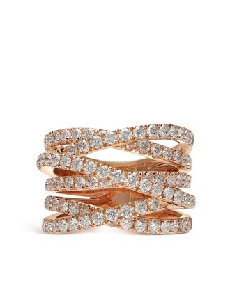 Leo Pizzo 18kt rose gold diamond Waves ring - women - Diamond/18kt Rose Gold - 15 - Pink