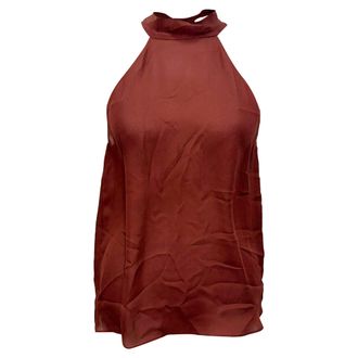 Nili Lotan Nili Lotan Alla Halterneck Top in Burgundy Silk