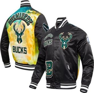 Pro Standard Mens Pro Standard Black Milwaukee Bucks Sublimated Satin Full-Snap Jacket at Nordstrom, Size Large