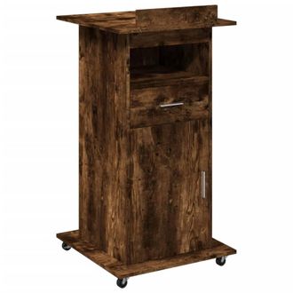 Berkfield Home Lectern with Wheels & Drawer Smoked Oak 55x55x107 cm Engineered Wood in Brown | Size: 55 x 55 x 107 cm