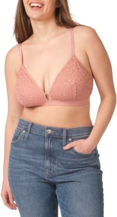 Lively The Floral Lace Busty Bralette in Shell Pink at Nordstrom, Size 3