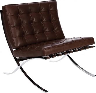 Knoll Knoll - Barcelona Relax Sessel, Chrom / Leder dunkelbraun Venezia