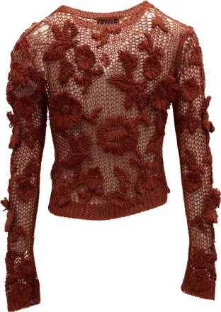Valentino Garavani Rust Crochet Floral Womens Top