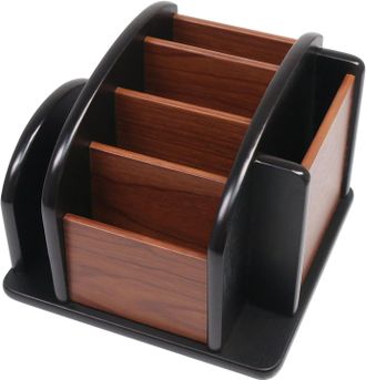 OEM Organizador Giratorio De Madera Para Control Remoto De Tv Con 6 Compartimentos, Caja Giratoria Para Control Remoto, Almacenamiento De Control Remoto D