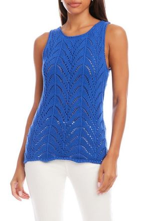 Karen Kane Pointelle Cotton Sweater Tank in Blu at Nordstrom, Size X-Small