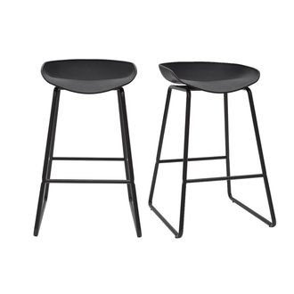 Miliboo Miliboo - Taburetes De Bar Modernos Negros Con Patas En Metal 65 Cm (lote De 2) Pebble