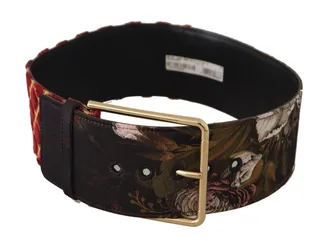 Dolce & Gabbana Multicolor Brede Leren Bloem Gouden Metalen Gesp Riem