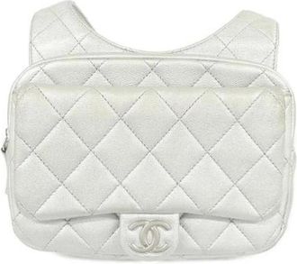 Chanel Vintage, unisex, Grijs, ONE Size, Leer, Pre-owned Leren Rugzak
