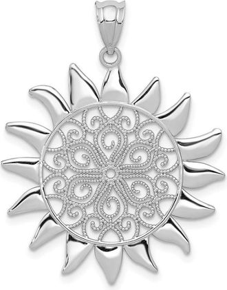 Diamond2Deal 14k White Gold Filigree Sun Pendant