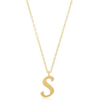 MAX + STONE 10k Solid White or Yellow Gold Dainty Script Initial with Extendable Necklace, 16+2 inches