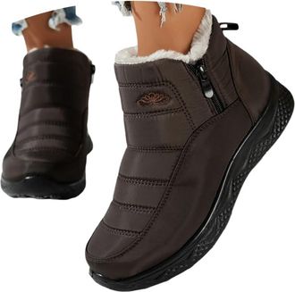 Generic Snow Boots Women Wide Fit Boots for Women UK Waterproof Mid Calf Snow Boot with Warm Fleece Lining Non-Slip Outdoor Traction Sole Easy Pull-On Design 