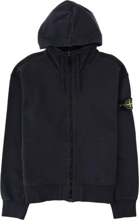 Stone Island Patch Logo Zip-Up Cotton Hoodie
