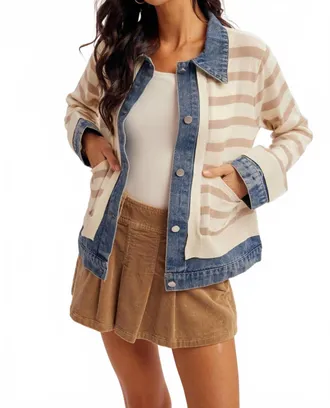 Hem & Thread Bff Sweater Jacket In Taupe