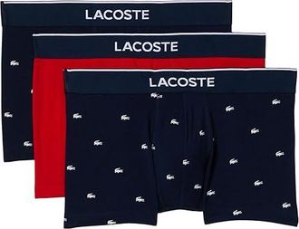 Lacoste 3-pack Printed Stretch Trunks Mens Underwear Navy Blue/Red : XXL (EUR 8), Cotton/Elastane