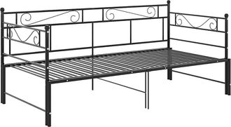vidaXL Vidaxl - Estructura Sof&aacute; Cama Extra&iacute;ble Sin Colch&oacute;n Metal Negro 90x200cm