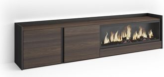 Skraut Home Skraut Home - Mueble Tv, Televisi&oacute;n, Muebles De Sal&oacute;n, Almacenaje, 212x35x50cm, Para Tv Hasta 80, Chimenea El&eacute;ctrica Xxl, Led, Estilo Moderno, Roble O
