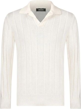 Gran Sasso Tops, Heren, Wit, L, Wol, Polo van Scheerwol