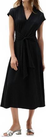 Joseph Ribkoff Waist Tie Midi Fit And Flare Dress In Black