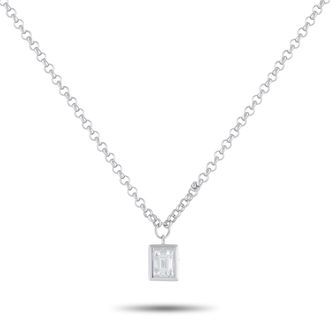 Luxury Bazaar 18K White Gold 0.80ct Diamond Pendant Necklace ANK-20626
