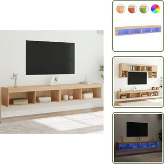 vidaXL Mobili a parete - vidaXL Mobili TV con Luci LED 2pz Rovere Sonoma 100x30x30 cm - Mobili in legno multistrato