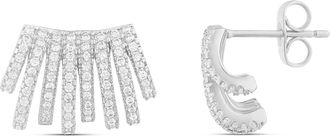SHYMI Pav&eacute; Caged Huggie Earrings - 14K Gold Filled, Rhodium Plated, Cubic Zirconia Detailing, Lightweight, Day to Night