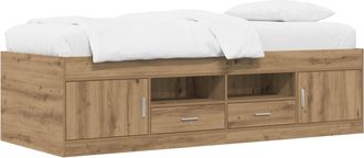 vidaXL Estructura De Cama Con Almacenamiento Roble Artisan 80 X 200 Cm Vidaxl