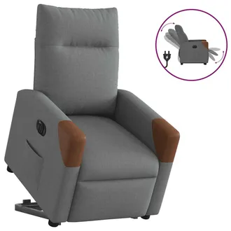 vidaXL Poltrona Alzapersona Reclinabile Elettrica Grigio Scuro Tessuto - Vidaxl