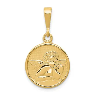 Diamond2Deal 10k Yellow Gold Polished Satin Raphael Angel Pendant