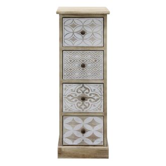 Mobili Rebecca Mobili Rebecca - Rebecca Mobili Cajonera Estrecha Madera Blanco Beige Shabby 80,5x29x25