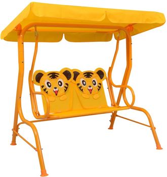 vidaXL Banco Balanc&iacute;n Para Ni&ntilde;os Tela Amarillo 115x75x110 Cm Vidaxl