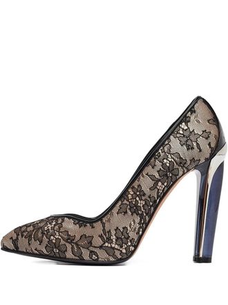 Alexander McQueen laced heeled pumps - women - Satin/Leather/Leather/Mesh - 38.5 - Neutrals