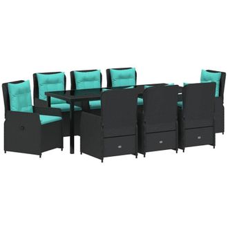 vidaXL Conjunto De Comedor De Jard&iacute;n 9 Pcs Negro Polirat&aacute;n Vidaxl