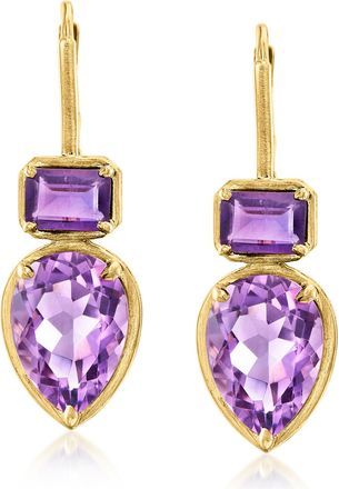Ross-Simons Amethyst Drop Earrings in 18kt Gold Over Sterling