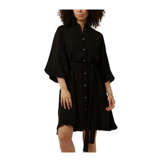Notre-V Kleedjes, Dames, Zwart, S, Katoen, Overhemdjurk