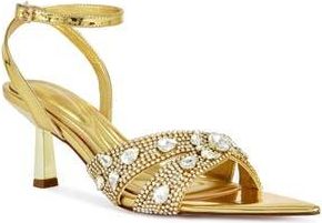 Azalea Wang Ziva Ankle Strap Sandal in Gold at Nordstrom Rack, Size 6.5