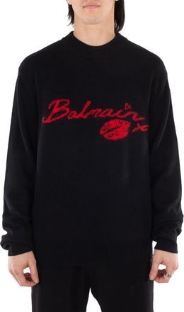 Balmain Kiss Embroidered Wool Jumper, Size Medium