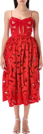 Self Portrait Bow Embroidered Midi Dress