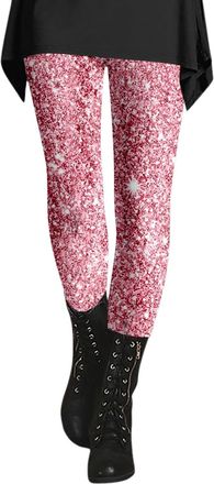 Generic Flexible Stretchy Carnival Yoga Tights for All-Day Comfort Casual Glitter Leggings 80s Sequin Leggings High Waist Festive Colourful Yoga Trousers Disc