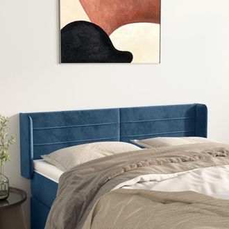 vidaXL Cabecero De Terciopelo Azul Oscuro 147x16x78/88 Cm Vidaxl