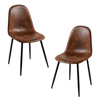 Regalos Miguel Regalos Miguel - Packs Sillas Comedor - Pack 2 Sillas Black Teok Polipiel - Marr&oacute;n Vintage