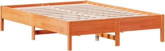 vidaXL Cama Sin Colch&oacute;n Madera Maciza Pino Marr&oacute;n Cera 150x200 Cm Vidaxl