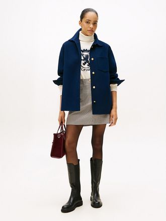 Tommy Hilfiger Womens Houndstooth Tailored Mini Skirt - Beige - 10