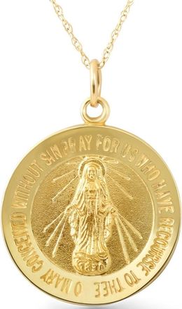 Pompeii3 14k Yellow Gold St. Mary Medal Pendant 1 Tall 4 Grams