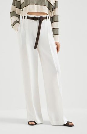 Brunello Cucinelli Pantalone Wide in Panama at Nordstrom, Size 40 It