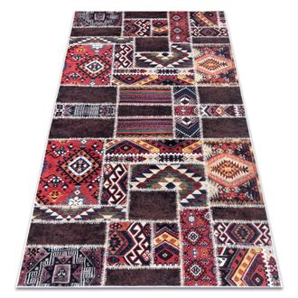 RugsX Rugsx - Alfombra Lavable Andre 2305 Oriental Patchwork Antideslizante - Burdeos / Marr&oacute;n Multicolour 160x220 Cm
