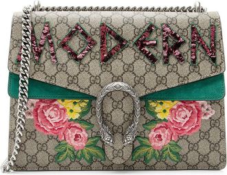 Gucci Beige, Green, Multi GG Supreme Coated Canvas & Leather Dionysus Large Shoulder Bag (Authentic Pre-Loved)